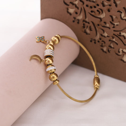 Classic Gold Plated Kada with Charms | Perfect Gift for Her