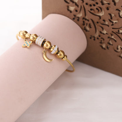 Classic Gold Plated Kada with Charms | Perfect Gift for Her