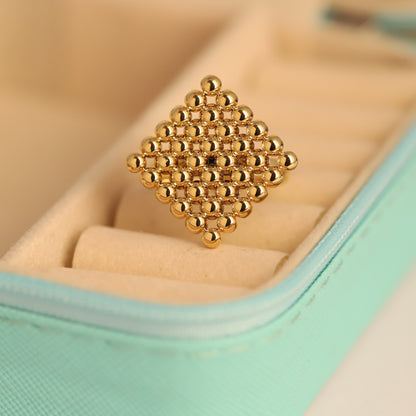 22K Gold Plated Beaded Pyramid Ring | Stainless Steel Statement Ring