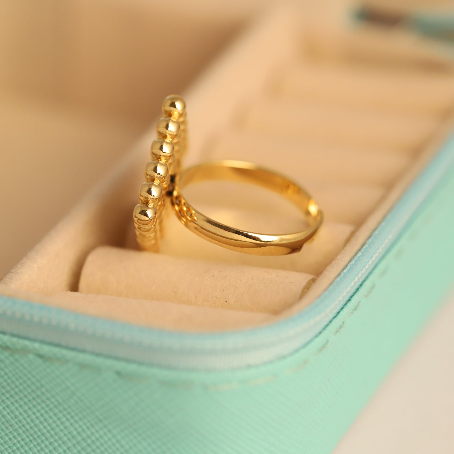 22K Gold Plated Beaded Pyramid Ring | Stainless Steel Statement Ring