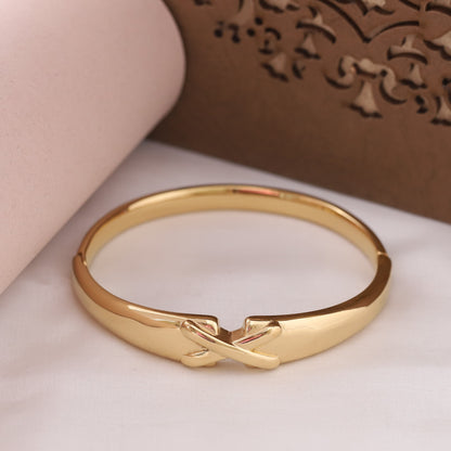 22K Gold Plated Side Lock Bangle | Stainless Steel Push-Pull Kada