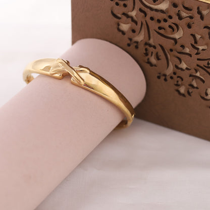 22K Gold Plated Side Lock Bangle | Stainless Steel Push-Pull Kada