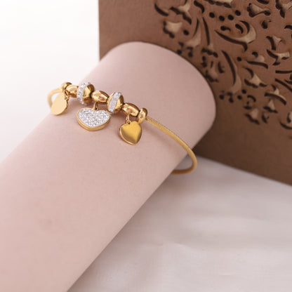 22K Gold Plated Heart Charm Bracelet with Magnetic Lock