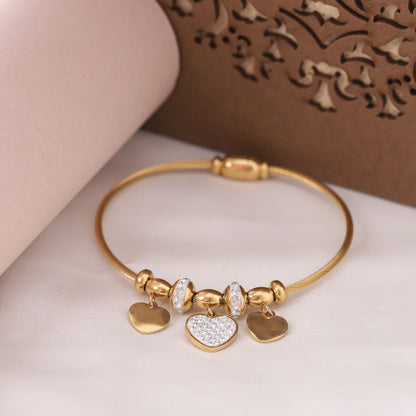 22K Gold Plated Heart Charm Bracelet with Magnetic Lock
