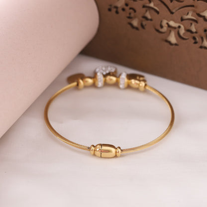 22K Gold Plated Heart Charm Bracelet with Magnetic Lock