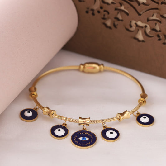 22K Gold Plated Evil Eye Bracelet | Positive Energy Magnetic Lock Kada