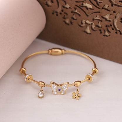 22K Gold Plated Butterfly Evil Eye Bracelet
