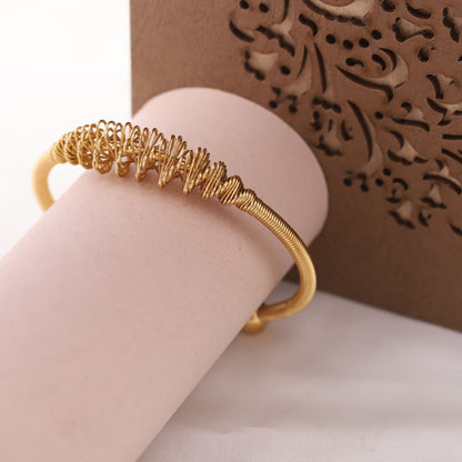 22K Gold Plated Free Size Kada Bracelet | Stainless Steel Anti-Allergy Bangle