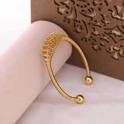 22K Gold Plated Free Size Kada Bracelet | Stainless Steel Anti-Allergy Bangle