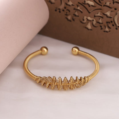 22K Gold Plated Free Size Kada Bracelet | Stainless Steel Anti-Allergy Bangle