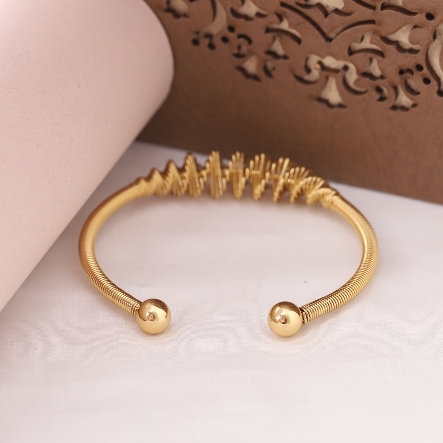 22K Gold Plated Free Size Kada Bracelet | Stainless Steel Anti-Allergy Bangle