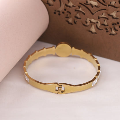 22K Gold Plated MOP & AD Bracelet | Sparkling Spring Lock Kada