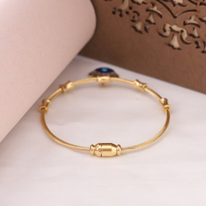 22K Gold Plated Evil Eye Bracelet with Magnetic Lock