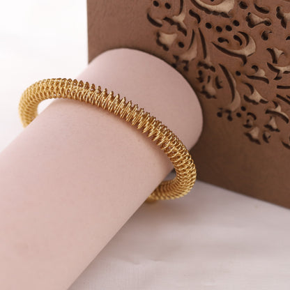 22K Gold Plated Free Size Kada Bracelet | Stainless Steel Anti-Allergy Bangle