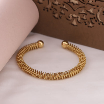 22K Gold Plated Free Size Kada Bracelet | Stainless Steel Anti-Allergy Bangle