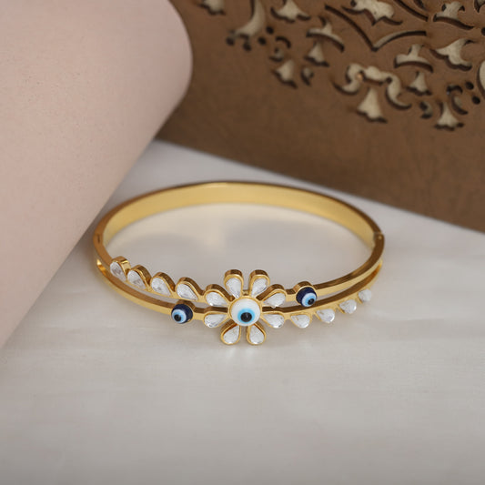 Elegant Rose Gold Plated Evil Eye Bracelet with Classic Stone