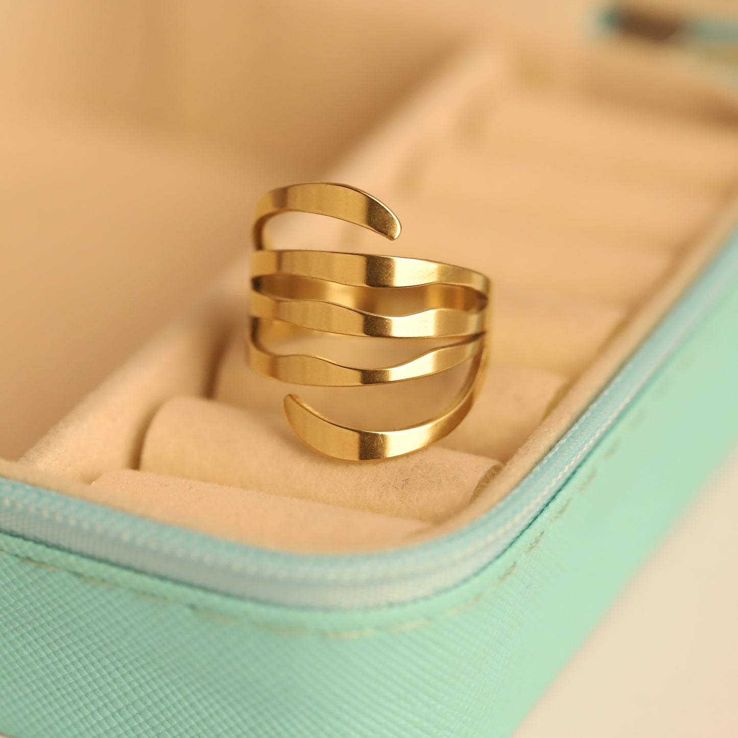 Modern Gold Coil Wrap Ring - Unique Adjustable Statement Jewelry