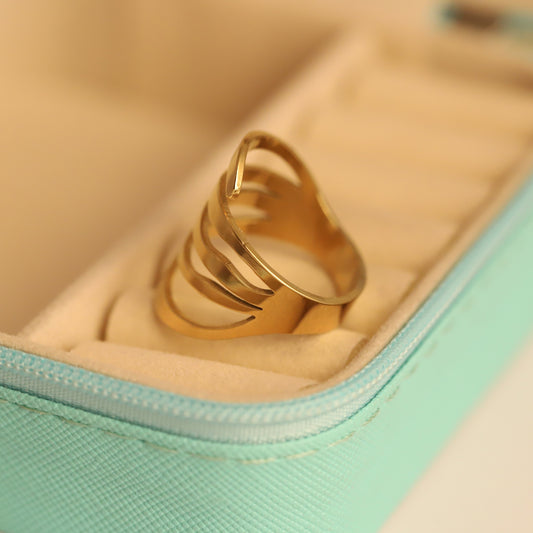 Modern Gold Coil Wrap Ring - Unique Adjustable Statement Jewelry