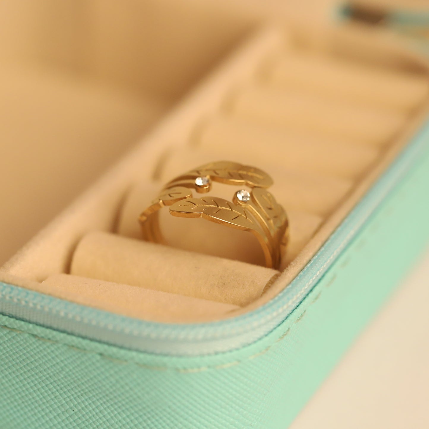 Nature-Inspired Gold Leaf Ring - Adjustable Floral Branch Jewelry