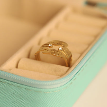 Nature-Inspired Gold Leaf Ring - Adjustable Floral Branch Jewelry