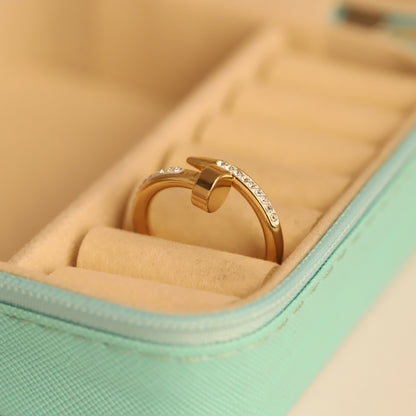 Sparkling Gold Nail Ring with Crystals - Modern Statement Jewelry