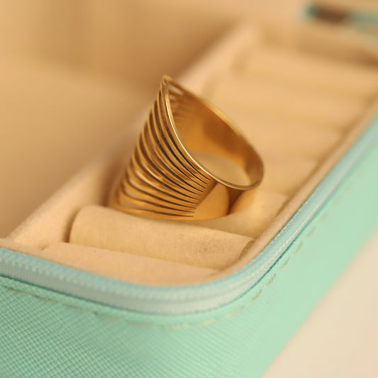 Statement Gold Wave Ring - Elegant Multi-Layered Adjustable Jewelry