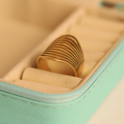 Statement Gold Wave Ring - Elegant Multi-Layered Adjustable Jewelry