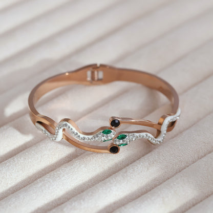 Elegant Rose Gold Plated Snake Design Bracelet