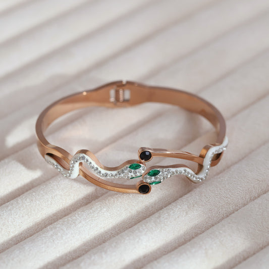 Elegant Rose Gold Plated Snake Design Bracelet