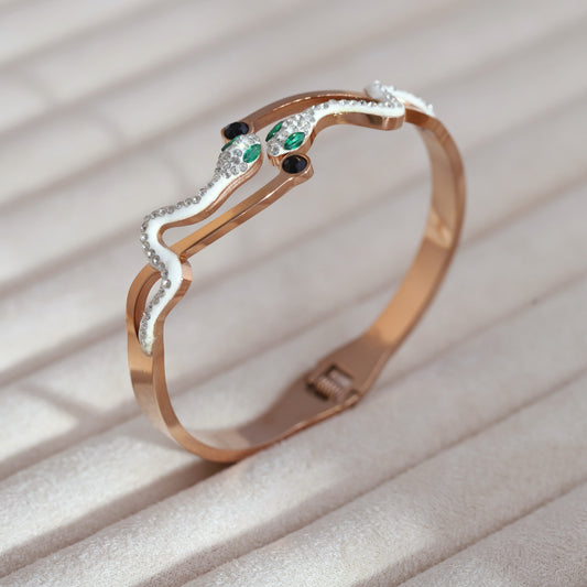 Elegant Rose Gold Plated Snake Design Bracelet