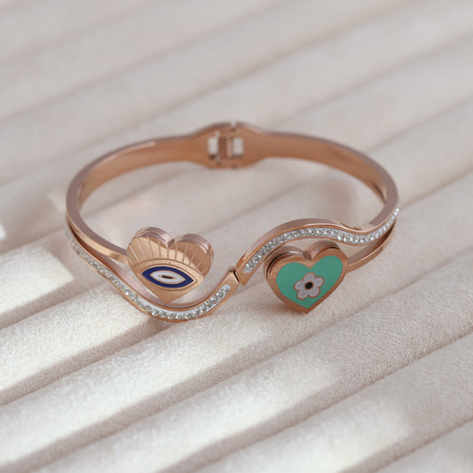 Elegant Rose Gold Plated Evil Eye Bracelet