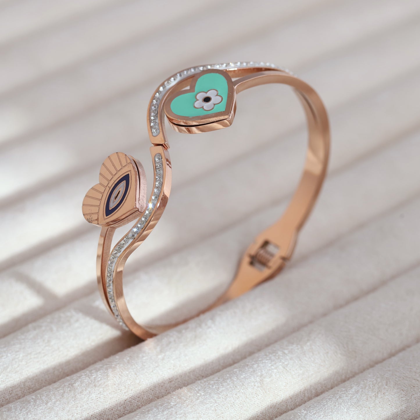 Elegant Rose Gold Plated Evil Eye Bracelet