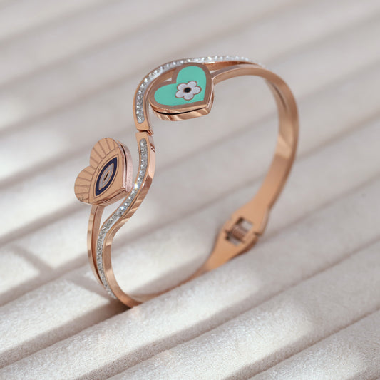 Elegant Rose Gold Plated Evil Eye Bracelet