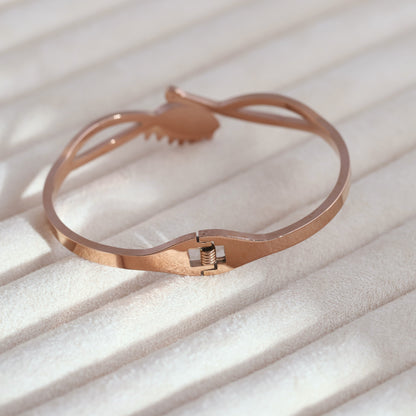 Elegant Rose Gold Plated Evil Eye Bracelet with AD Stones
