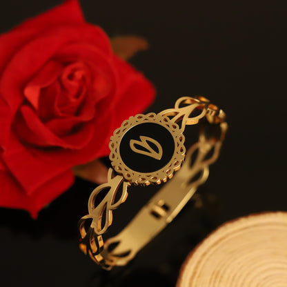 Gold Monogram Bracelet with Letter B - Personalized Jewelry for Women