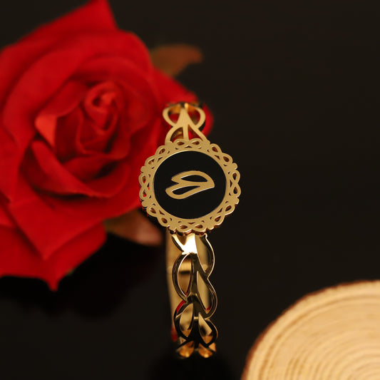 Gold Monogram Bracelet with Letter B - Personalized Jewelry for Women
