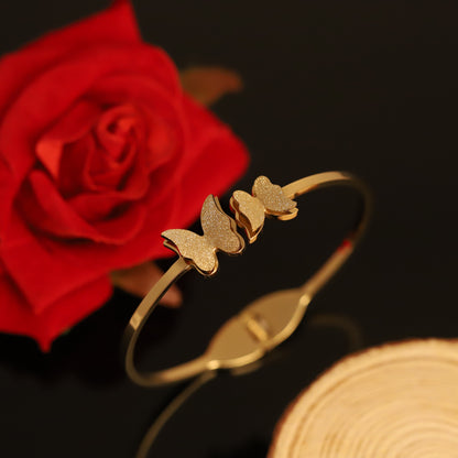 Gold Glitter Butterfly Bangle Bracelet | Elegant Butterfly Jewelry for Women