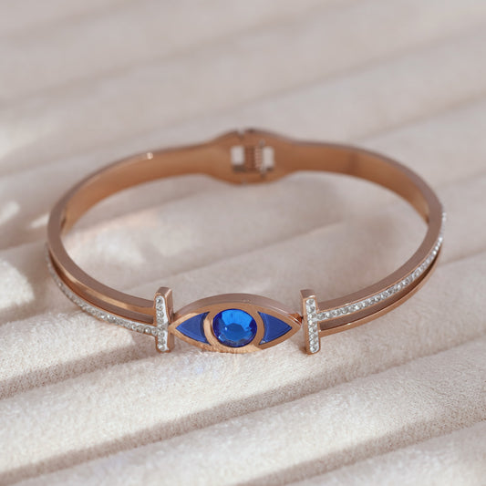 Elegant Rose Gold Plated Evil Eye Bracelet for Positive Energy