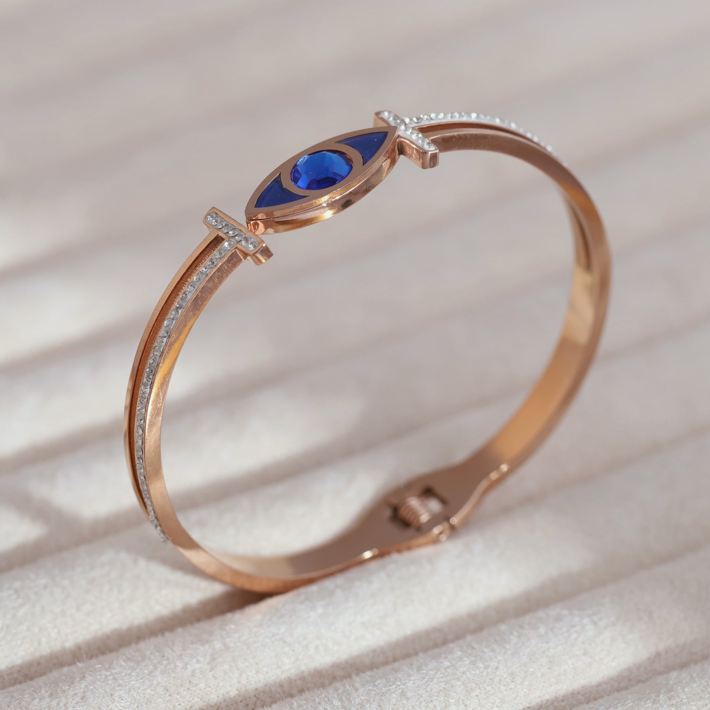 Elegant Rose Gold Plated Evil Eye Bracelet for Positive Energy