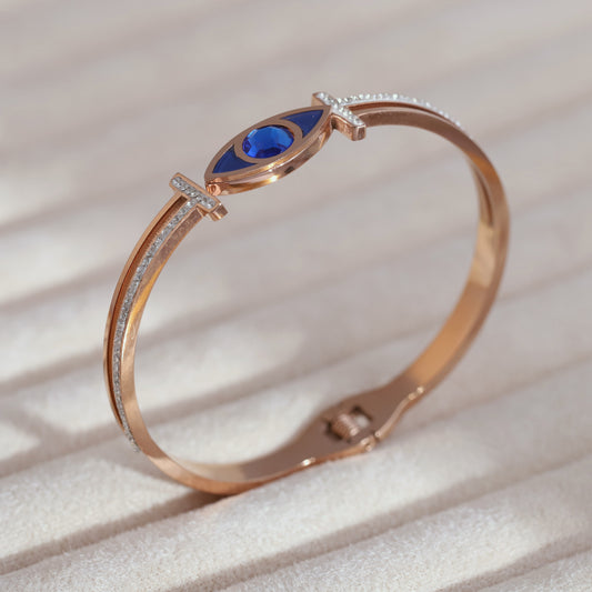 Elegant Rose Gold Plated Evil Eye Bracelet for Positive Energy
