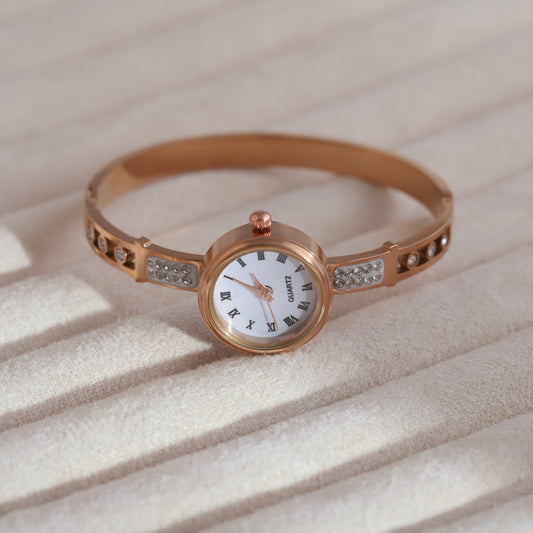 Elegant Rose Gold Plated Bracelet Watch