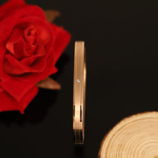Minimalist Rose Gold Bangle with Single Crystal - Elegant Women's Bracelet