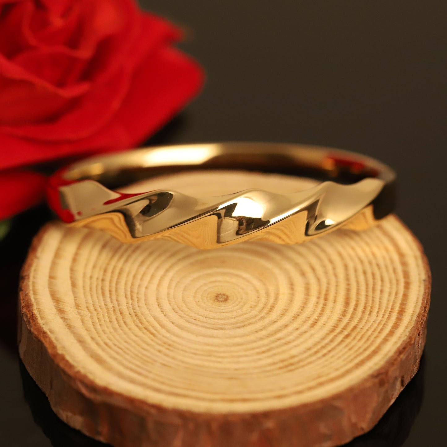 Modern Gold Twisted Bangle - Geometric Minimalist Bracelet