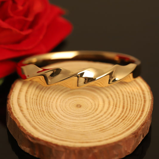 Modern Gold Twisted Bangle - Geometric Minimalist Bracelet