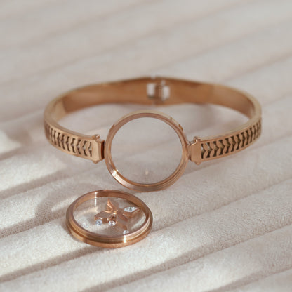 Elegant Rose Gold Plated Resin Art Bracelet