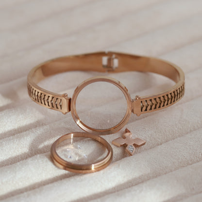 Elegant Rose Gold Plated Resin Art Bracelet