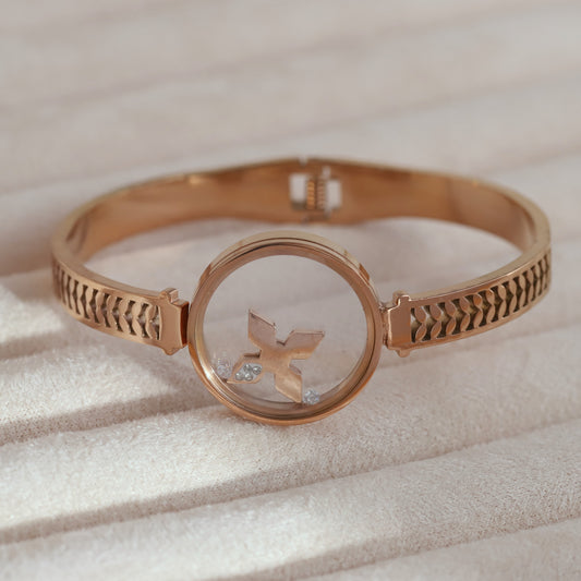 Elegant Rose Gold Plated Resin Art Bracelet