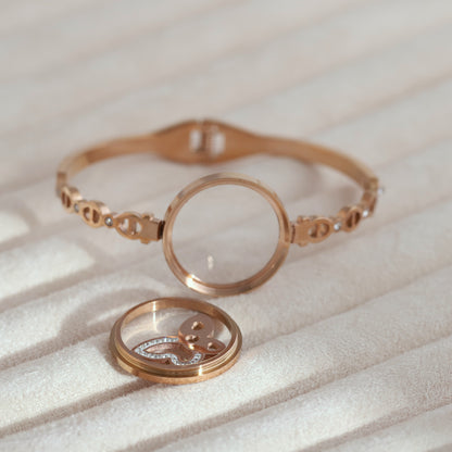 Elegant 18k Rose Gold Plated Resin Art Bracelet