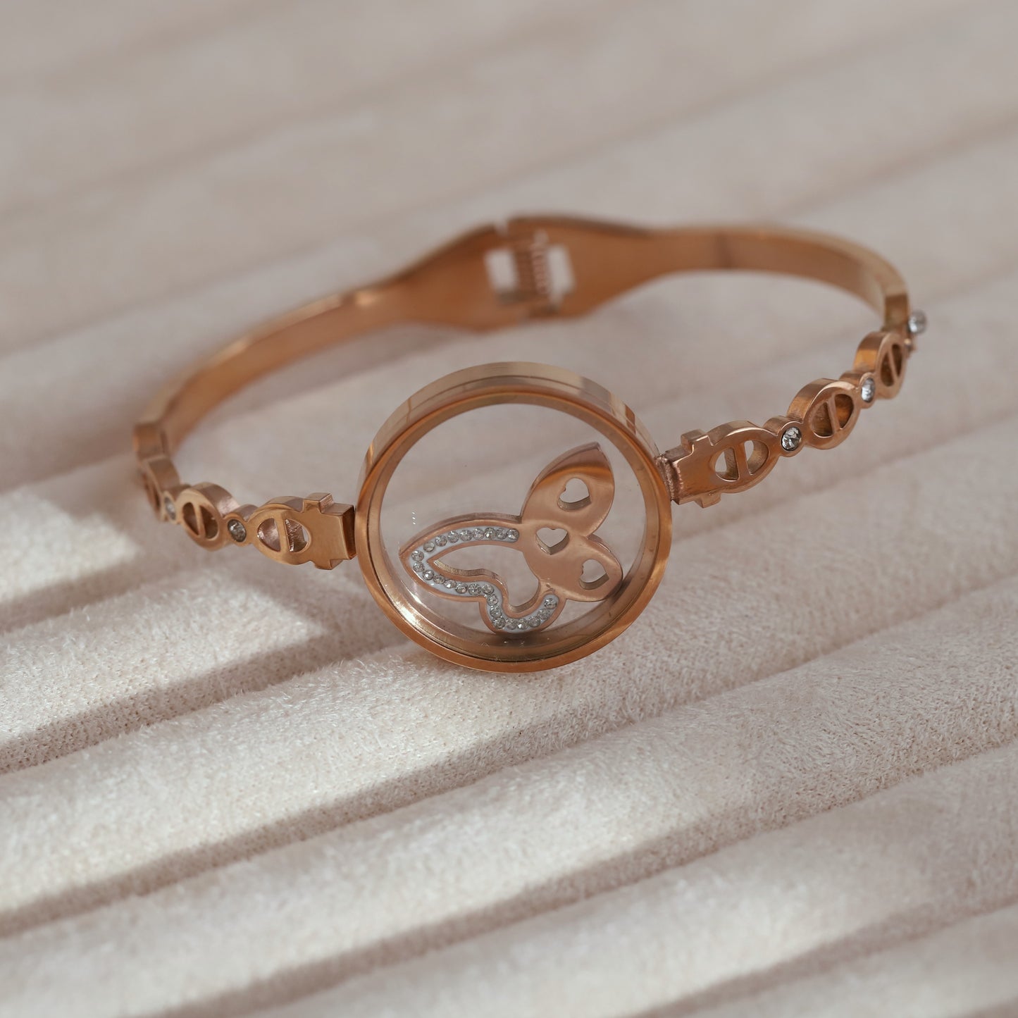 Elegant 18k Rose Gold Plated Resin Art Bracelet