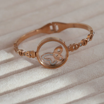 Elegant 18k Rose Gold Plated Resin Art Bracelet